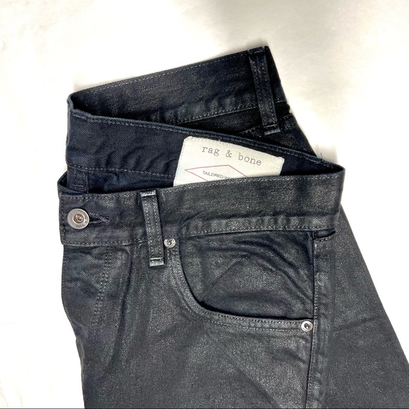 Rag & Bone Waxed Tailored Workwear Coated  Skinny Button Fly Straight Leg - Picture 8 of 8